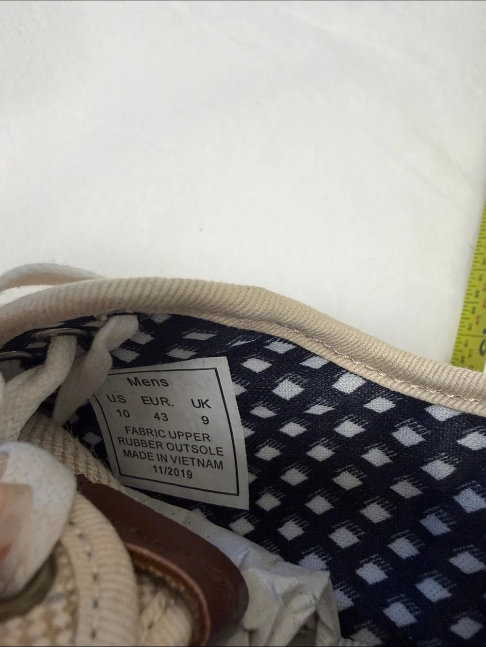 Ben Sherman Men's Beige Canvas Sneakers with White Trim NWOT